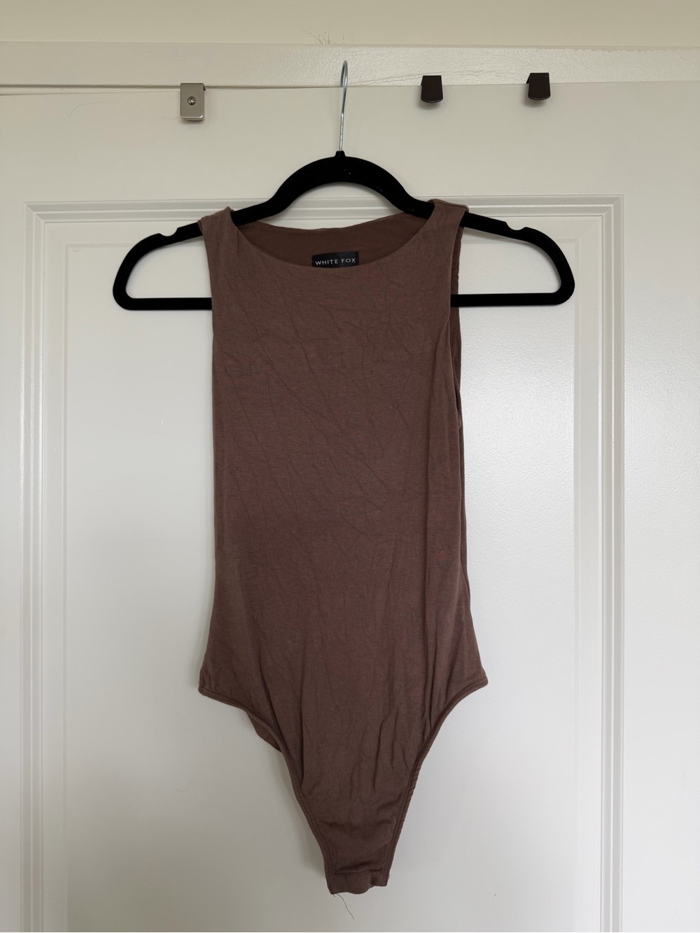 White Fox Sleeveless Scoop Bodysuit - Mauve Brown